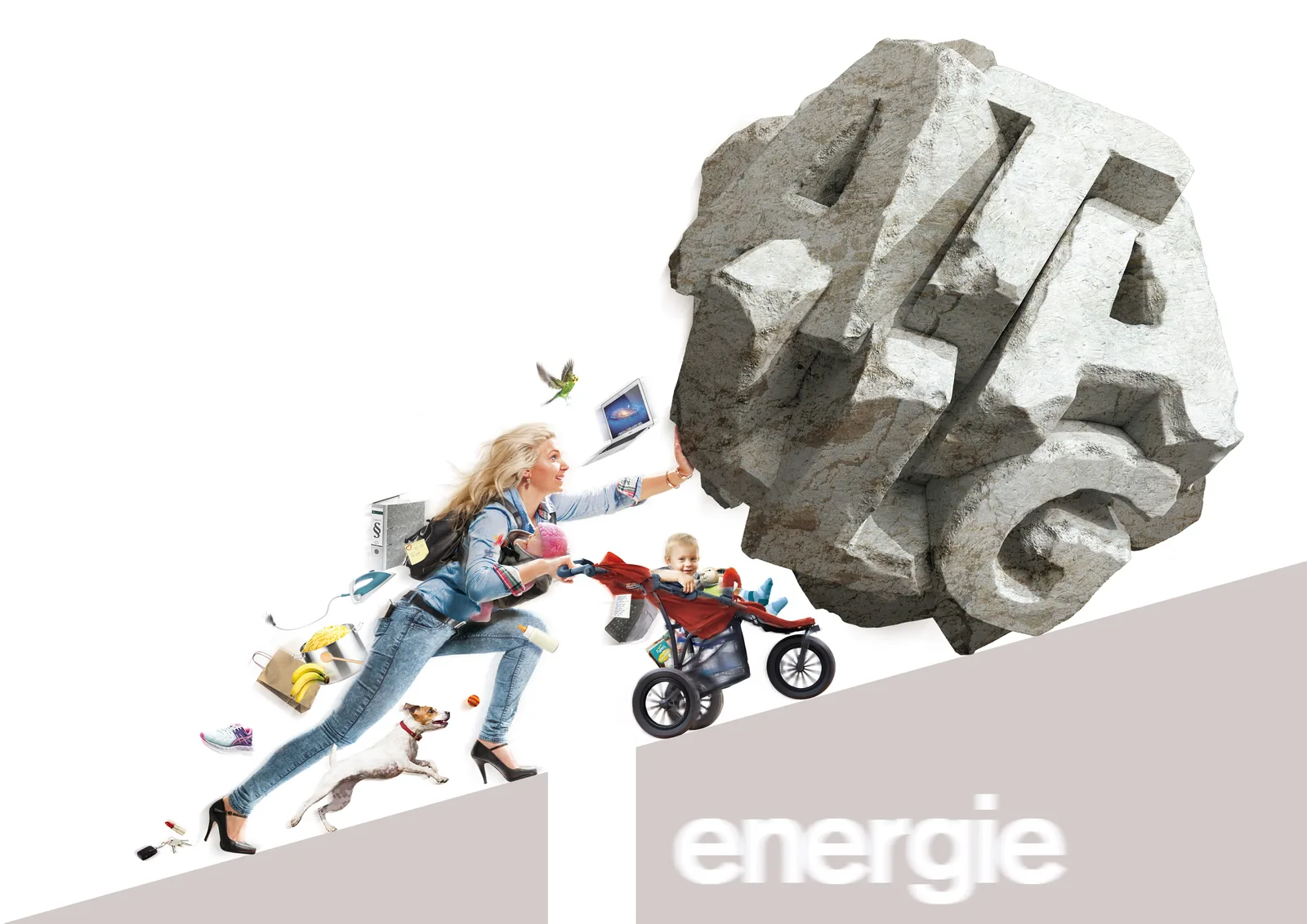 ADDITIVA energie — Key Visual mit gesculptetem Buchstaben-Brocken